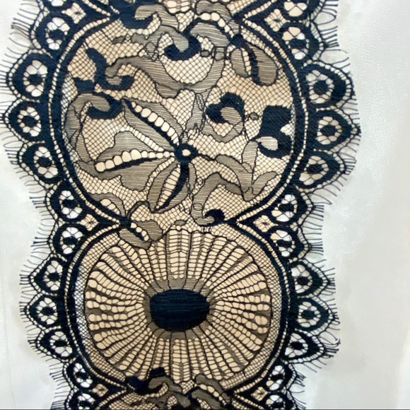 Dots Sheer Cream Top w/Black Lace Detail On Back L - Picture 9 of 16